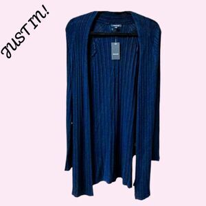 PRICE FIRM!;$36 VERVE AMI Women's Navey Blue Ribbed Design Cardigan